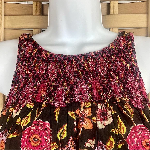 FREE PEOPLE Embroidered Tiered Floral Baby Doll Full Circle Open Back Mini Dress - Picture 6 of 7